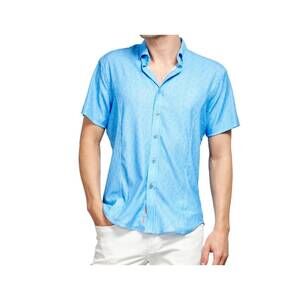 NEW EIGHT X seersucker short sleeve button down in blue